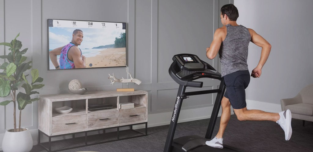 guy running on a treadmill